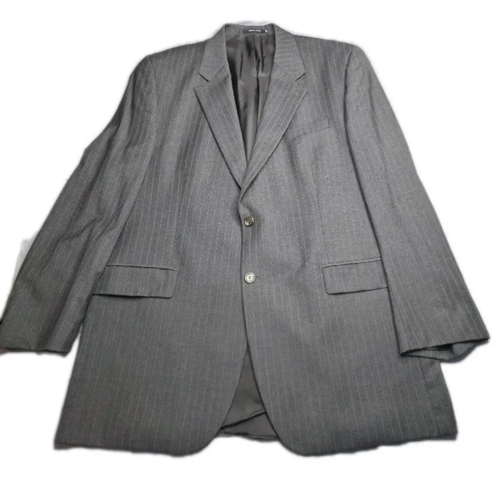 Lauren Ralph Lauren Men's Grey Pinstripe Suit Jacket Blazer 46XL 100% Wool...